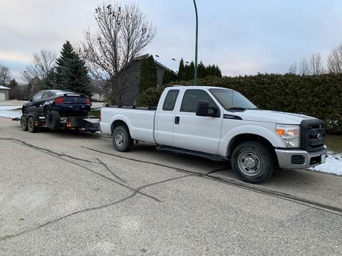 SMASH Cars | Ford F-350 with Junk Car Trailer for Scrap Metal Recycling