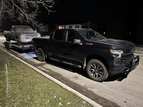 SMASH Cars | Chevy Silverado Towing Junk Car for Scrap Metal Recycling