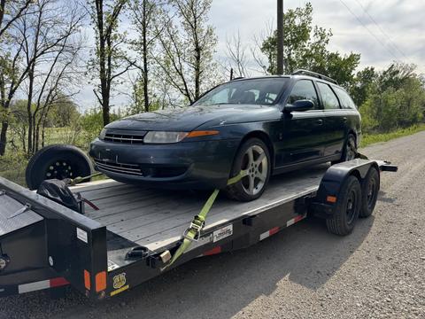 SMASH Cars | Scrap Saturn Station Wagon on Trailer for Junk Car Removal